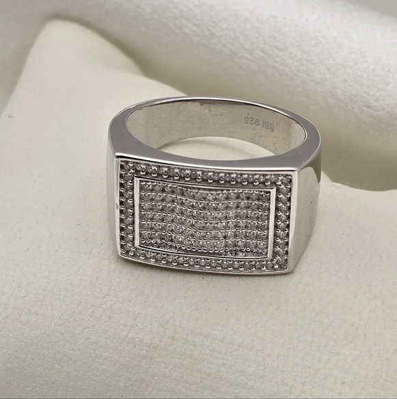 Sterling Silver 925 Men's Wave Moissanite Ring